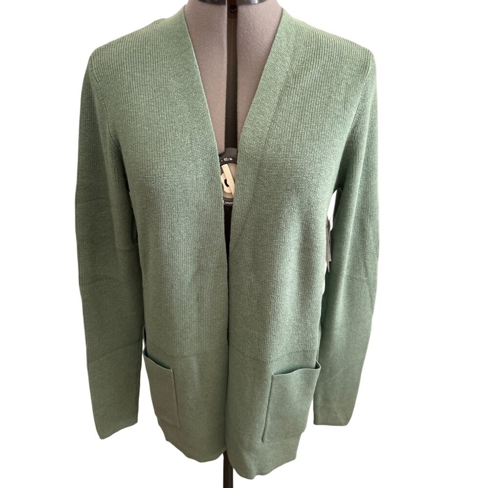 Womens Croft & Barrow Open-Front Sage Green Cardigan Sweater With Pockets Small